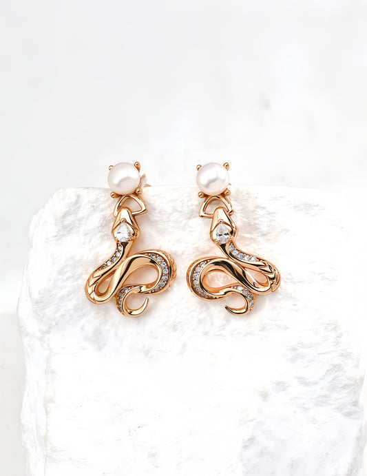 S925 Sterling Silver Retro Pearl Earrings with Sparkling Zircon