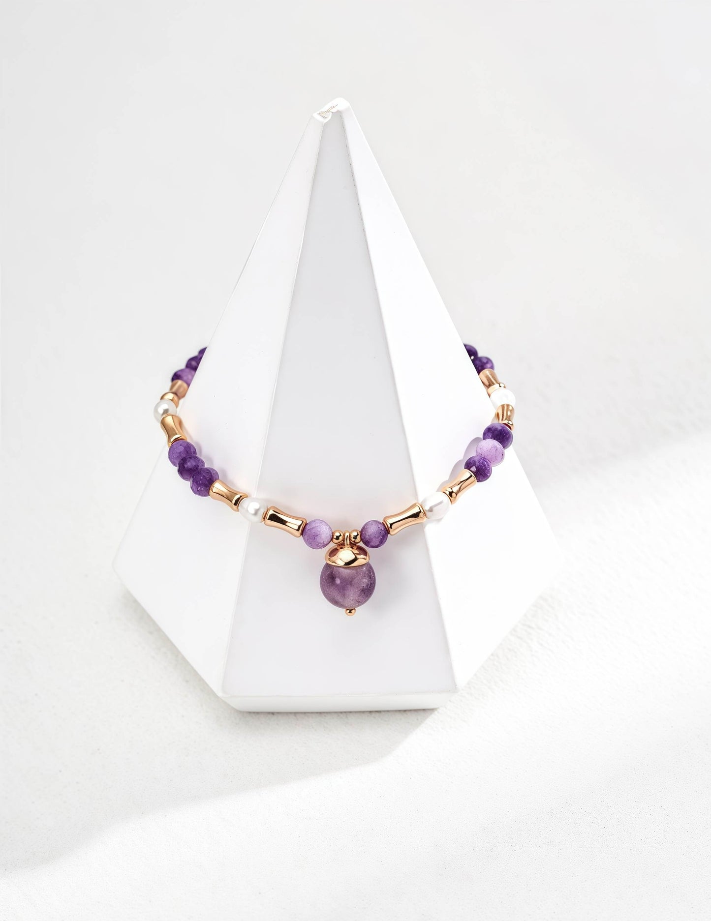 S925 Sterling Silver Pearl & Amethyst Gemstone Bracelet