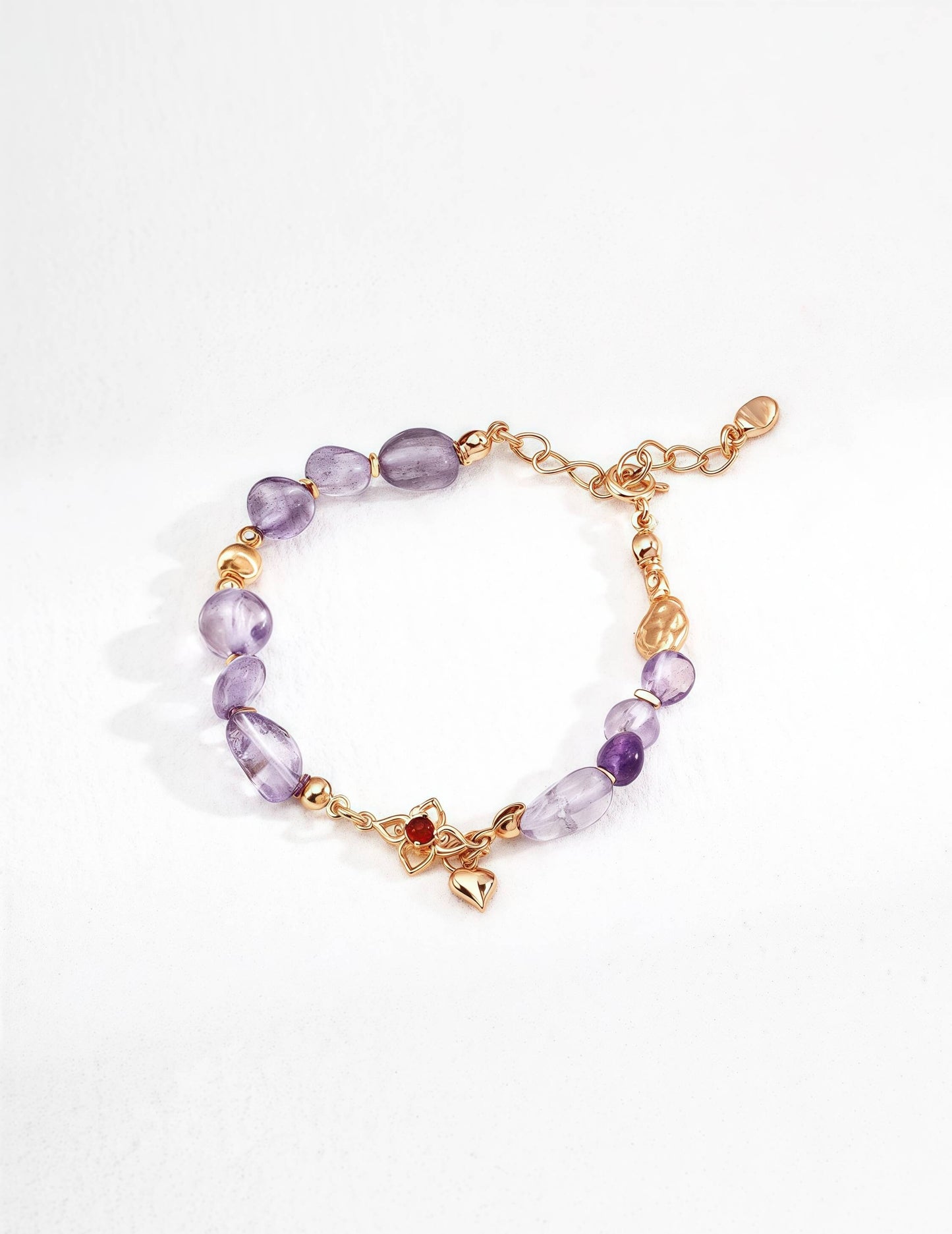 S925 Sterling Silver Bracelet with Amethyst and Red Agate