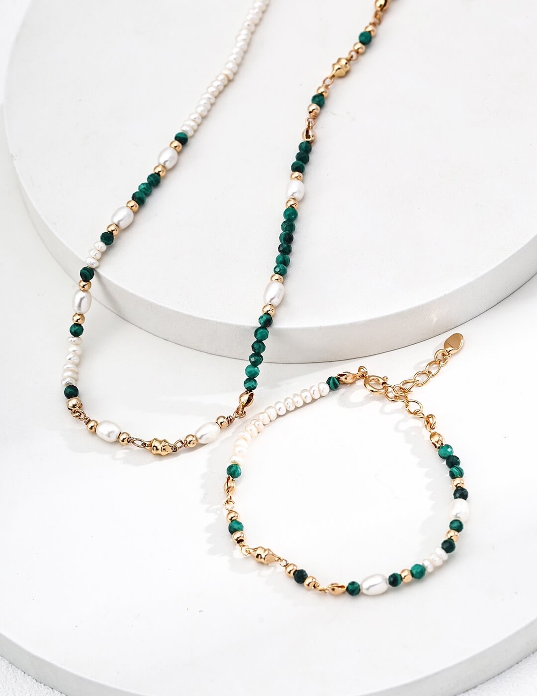 Timeless Pearl & Malachite Set | S925 Silver Vintage Design