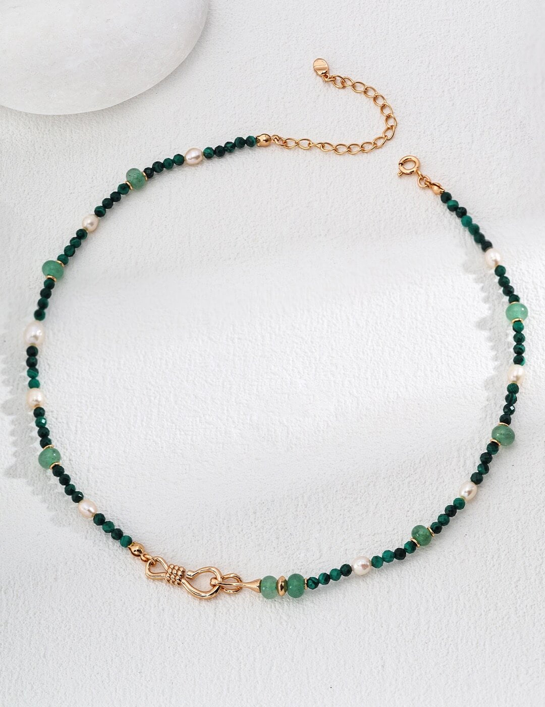S925 Silver Aventurine, Malachite & Pearl Convertible Necklace/Bracelet