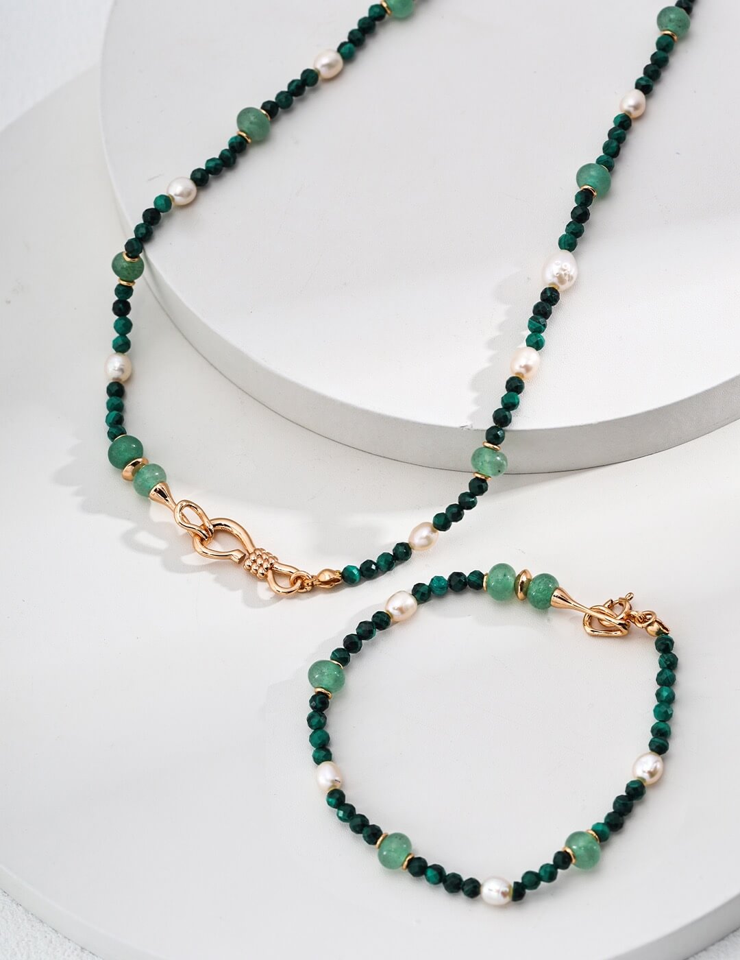 S925 Silver Aventurine, Malachite & Pearl Convertible Necklace/Bracelet