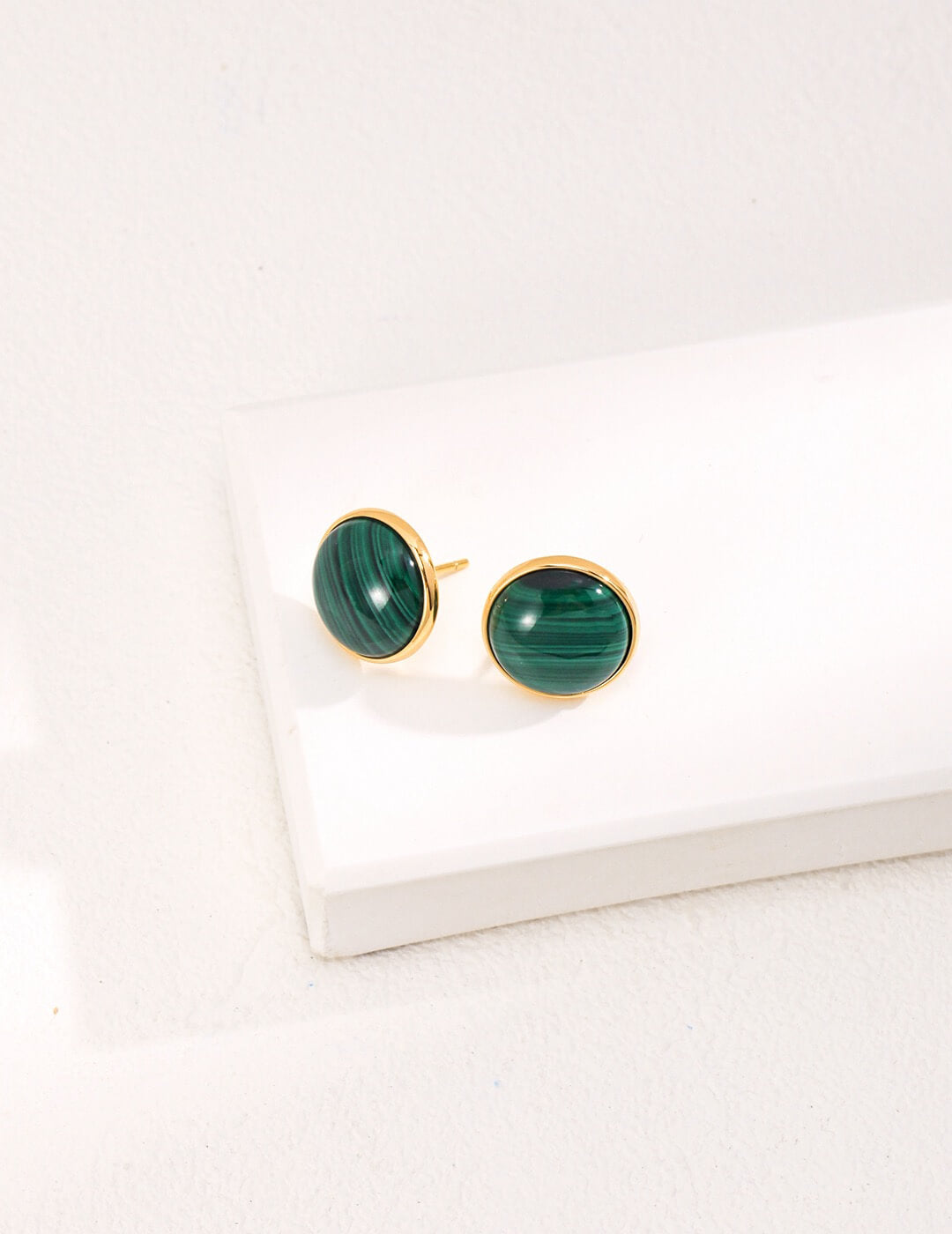 Minimalist & Elegant Malachite Stud Earrings