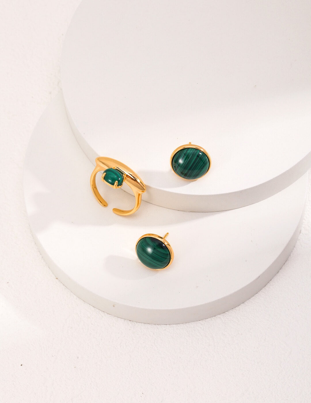 Minimalist & Elegant Malachite Stud Earrings