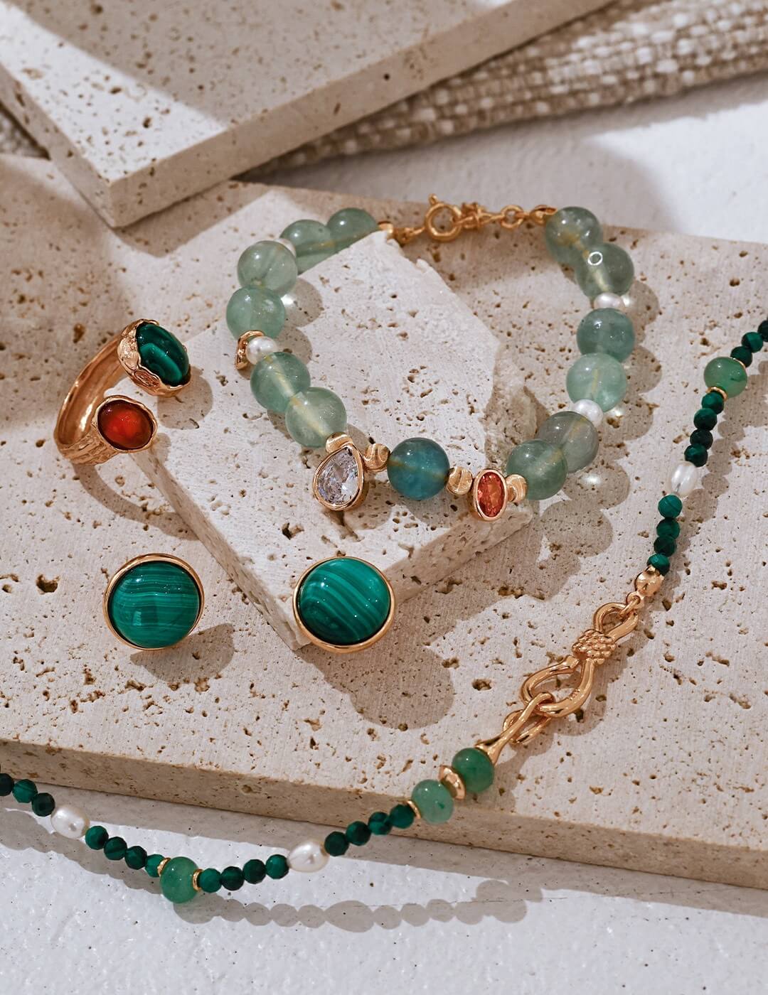 Minimalist & Elegant Malachite Stud Earrings