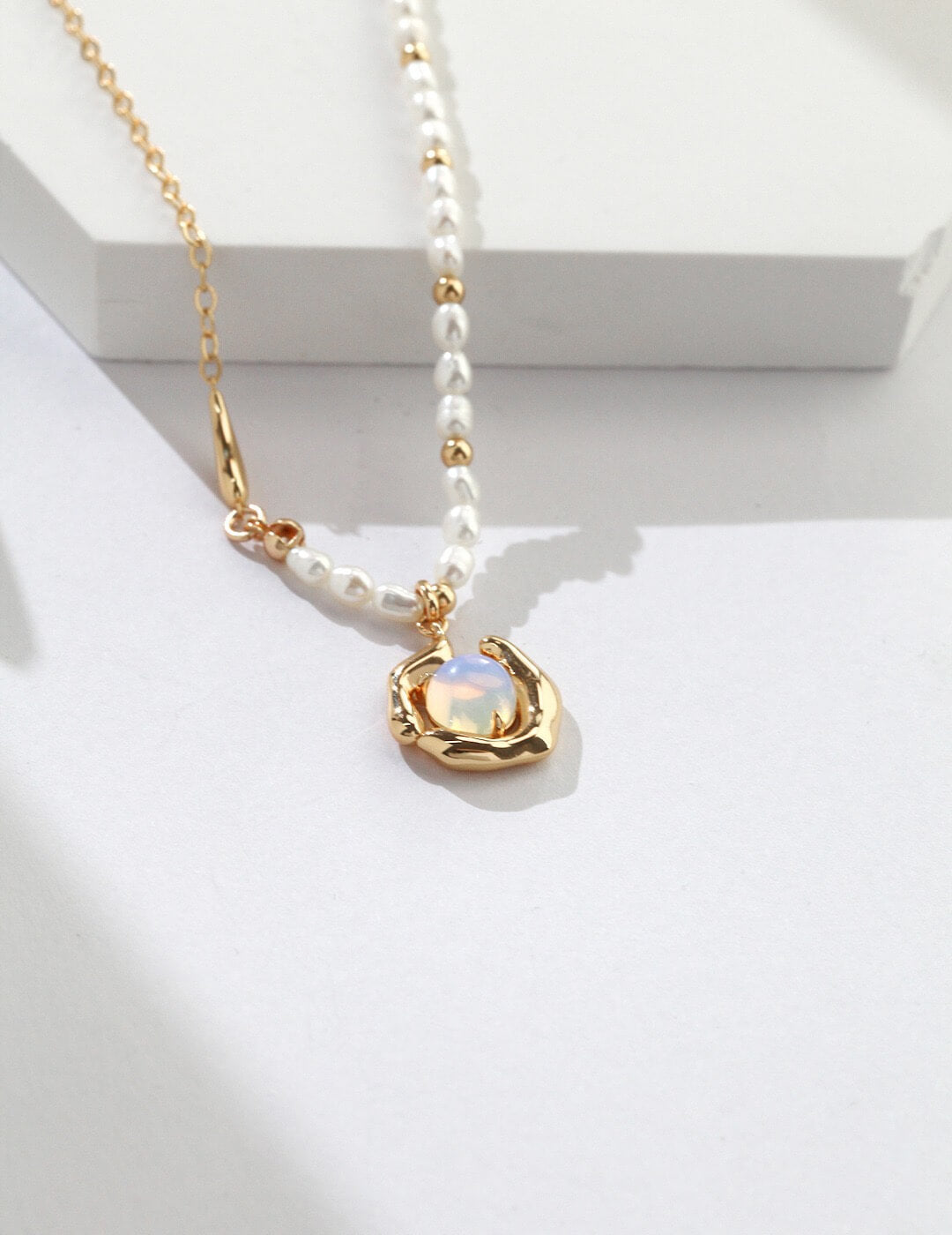 S925 Silver 18K Gold Plated Opal Necklace