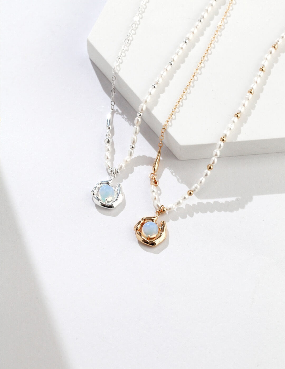 S925 Silver 18K Gold Plated Opal Necklace