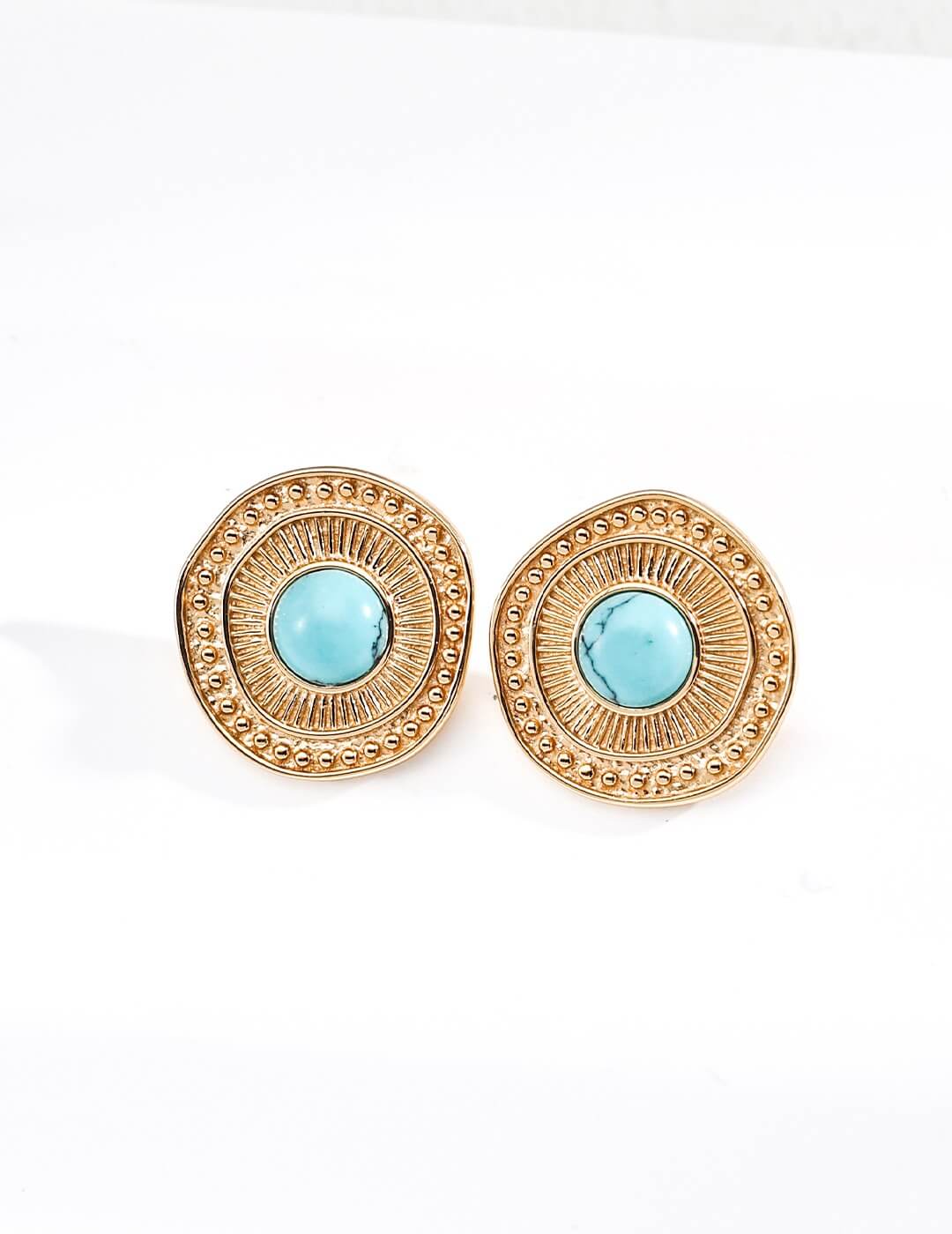Vintage Turquoise Earrings in S925 Sterling Silver with Gold Plating