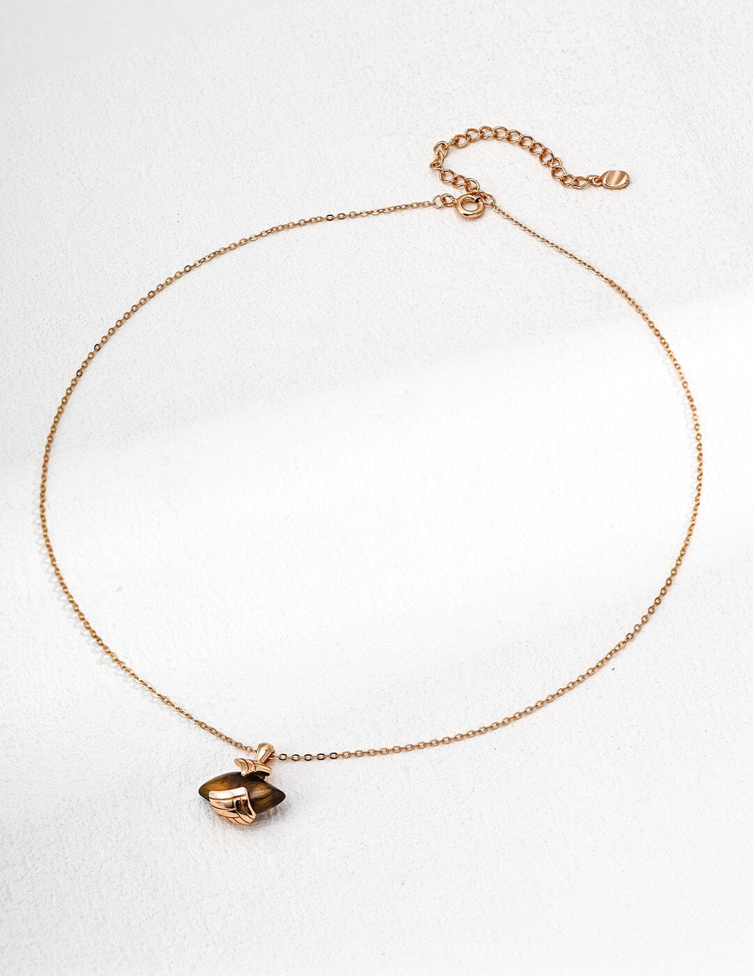 Vintage Tiger's Eye Pendant Necklace, Gold-Plated S925 Silver