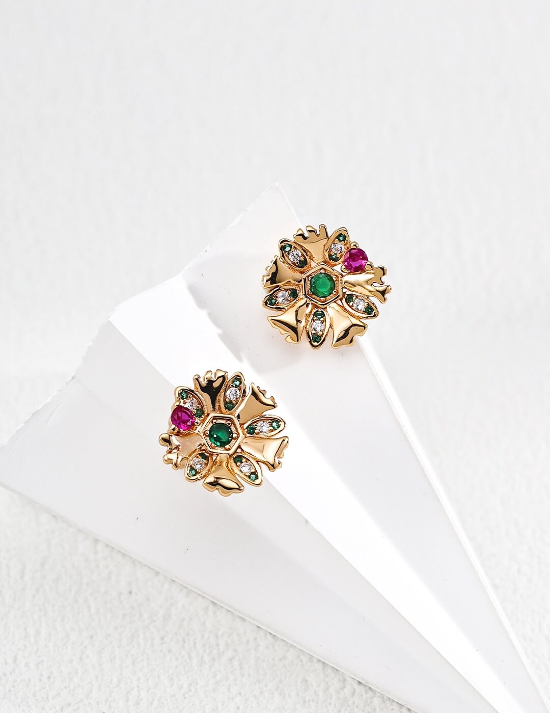 Vintage Cubic Zirconia Earrings, Gold-Plated S925 Silver