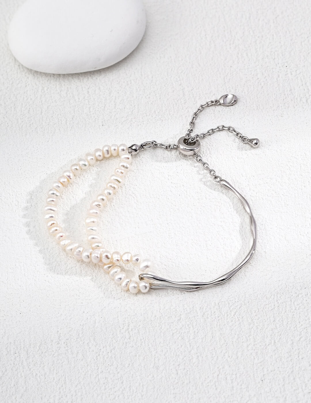 Minimalist Pearl Bracelet, Gold-Plated S925 Silver