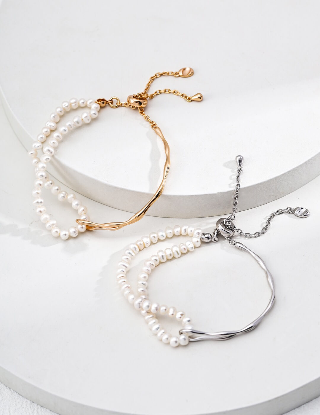 Minimalist Pearl Bracelet, Gold-Plated S925 Silver