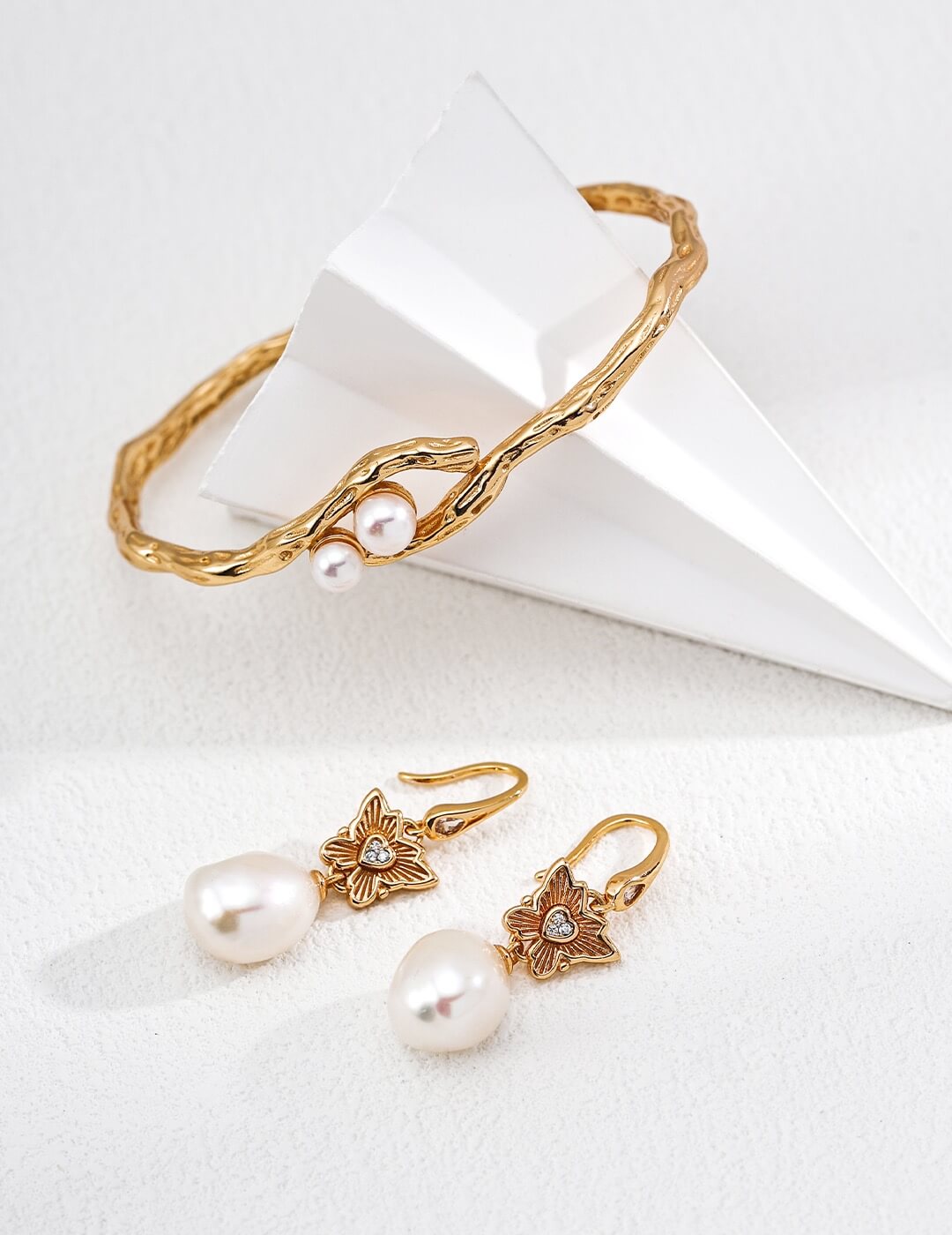 Timeless Pearl Earrings, Gold-Plated Sterling Silver