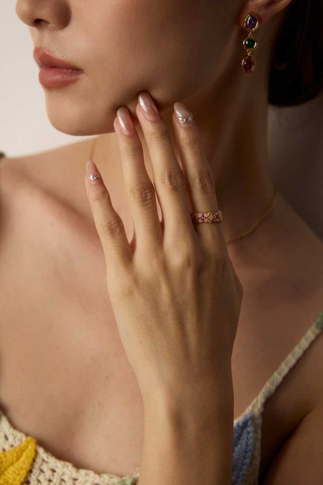 Zircon Vintage Ring in Gold-Plated Sterling Silver