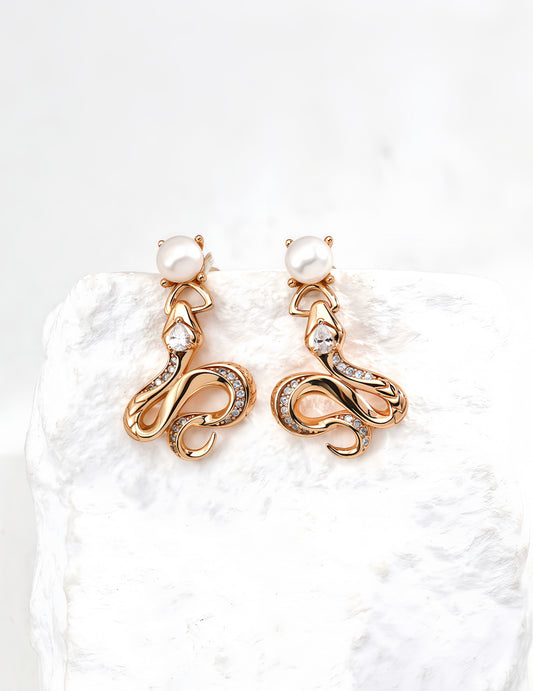 S925 Sterling Silver Retro Pearl Earrings with Sparkling Zircon