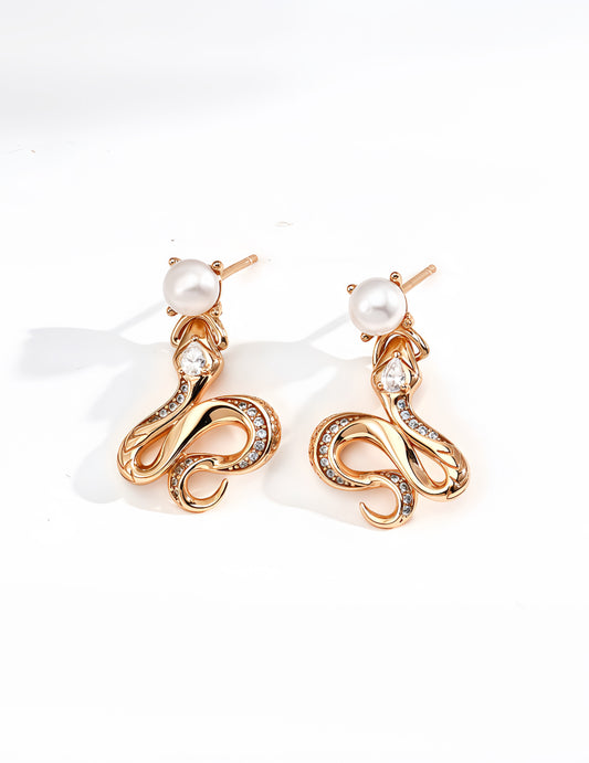 S925 Sterling Silver Retro Pearl Earrings with Sparkling Zircon