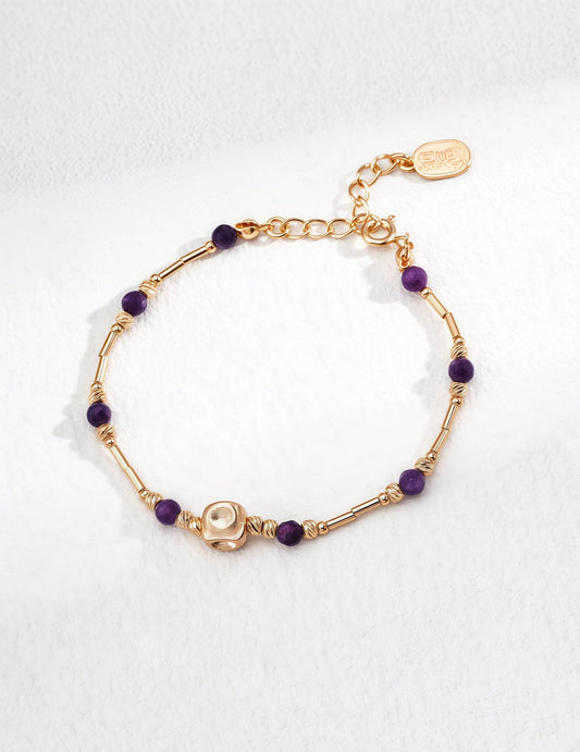 Elegant S925 Silver Amethyst Bracelet – Vintage Style, Attracts Wealth