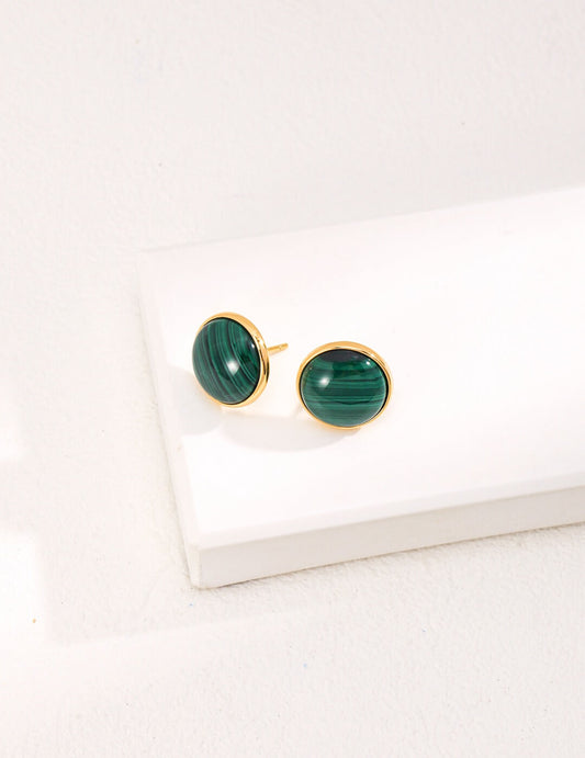 Minimalist & Elegant Malachite Stud Earrings
