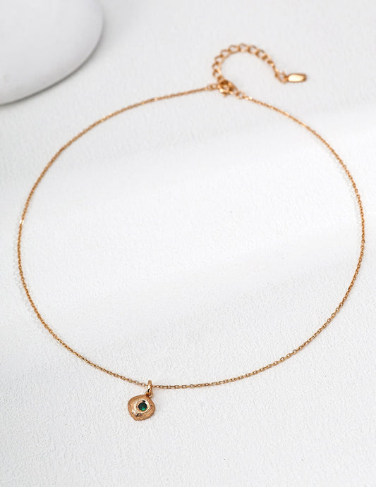 Vintage Matte Green Zircon Pendant Necklace