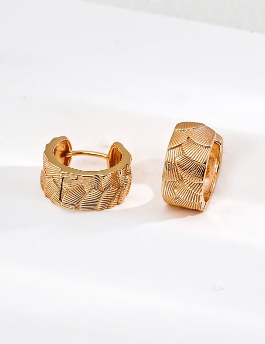 Engraved Sterling Silver Vintage Earrings in Gold-Plated S925