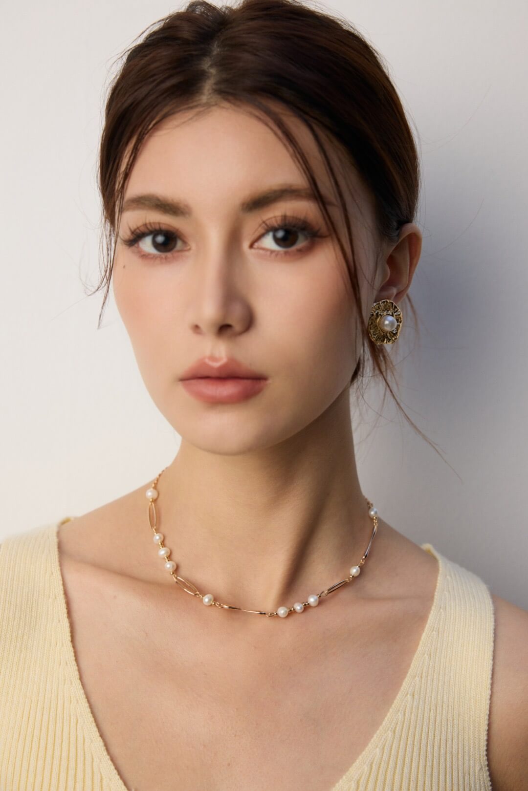 Minimalist Natural Pearl Necklace, Gold-Plated S925 Silver