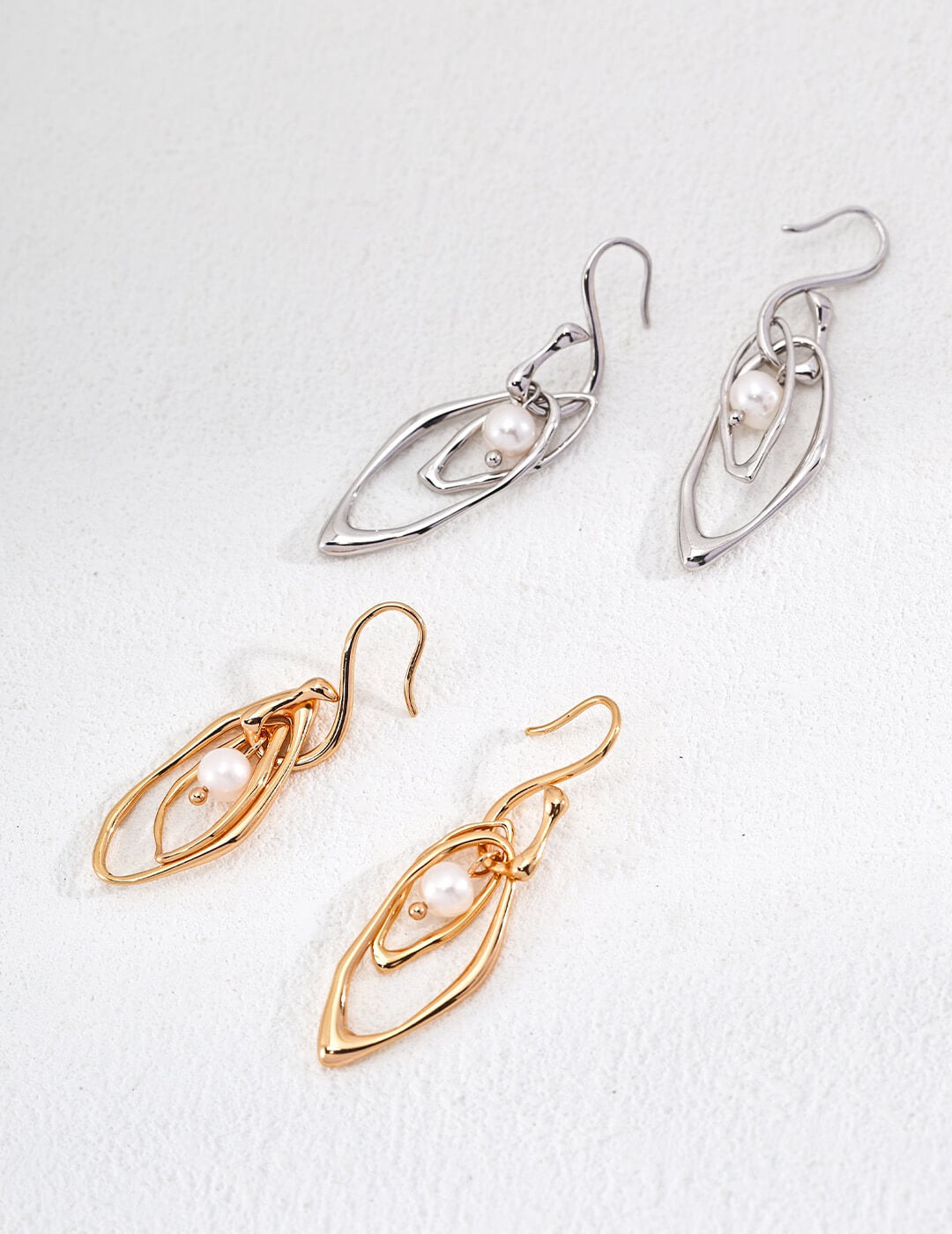 Minimalist Earrings with Natural Pearls, S925 Gold-Plated