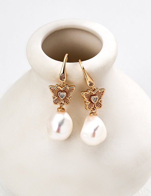 Timeless Pearl Earrings, Gold-Plated Sterling Silver