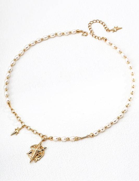 Vintage Pearl Necklace | Gold-Plated S925 Silver